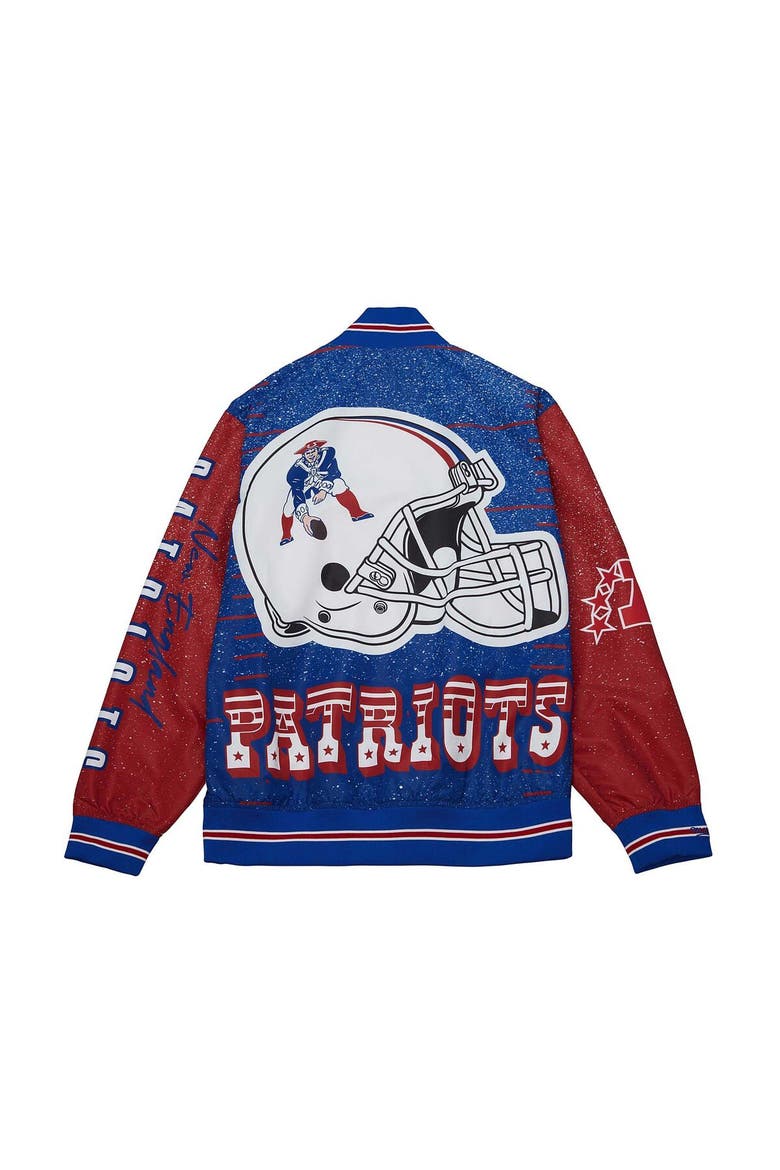 Men's Mitchell & Ness  White New England Patriots Team Burst Warm-Up Full-Zip Jacket, Alternate, color, White