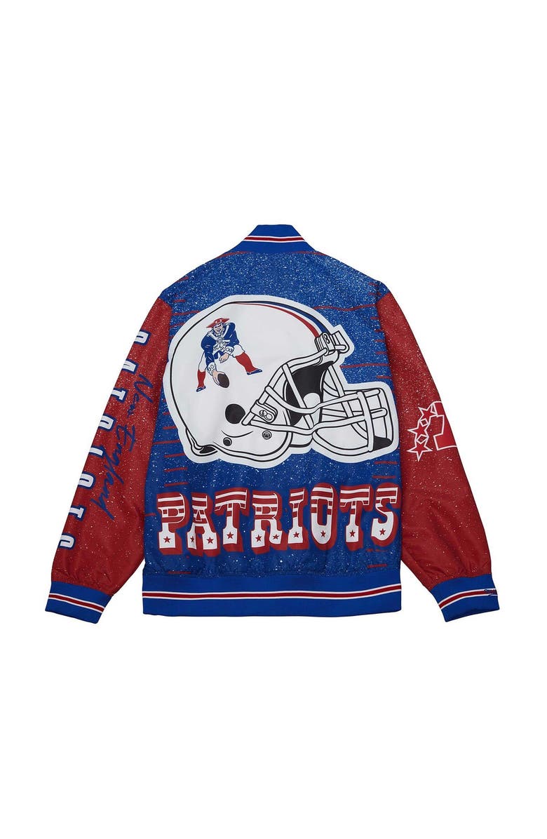 Mitchell & Ness Men's Mitchell & Ness White New England Patriots Team Burst Warm-Up Full-Zip Jacket, Alternate, color, White