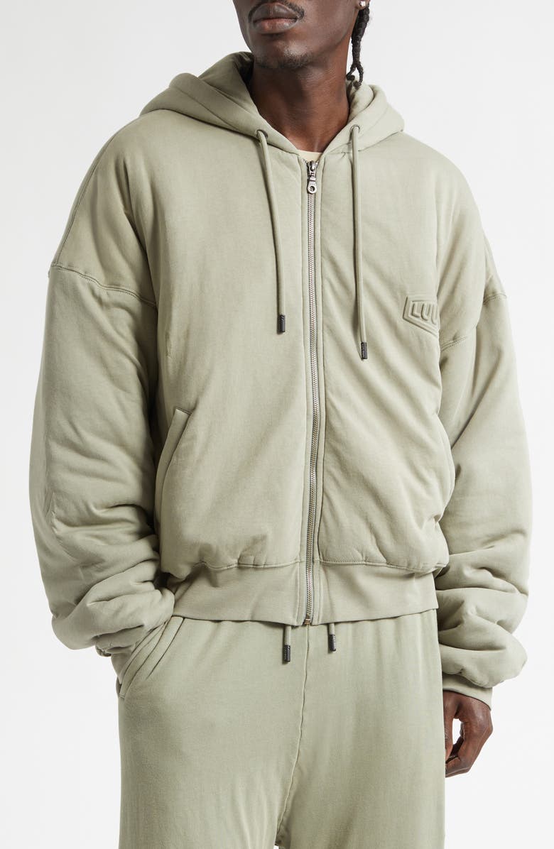 LU'U DAN Wadded Cotton Hoodie, Main, color, Vetiver