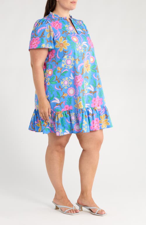 Sugarlips Faro Celeste Print Shift Dress In Blue