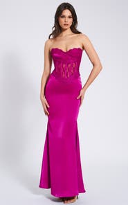 Miss Circle Everleigh Lace Satin Corset Maxi Dress