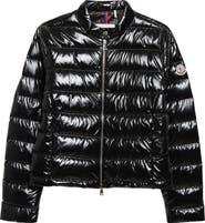 Moncler Papillon Crop Lacquered Nylon Puffer Jacket