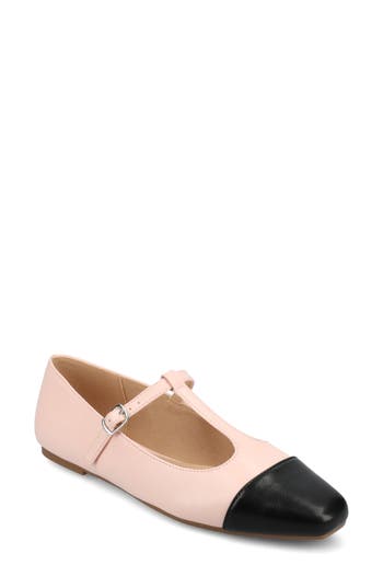 Journee Collection Thea T-strap Flat In Pink