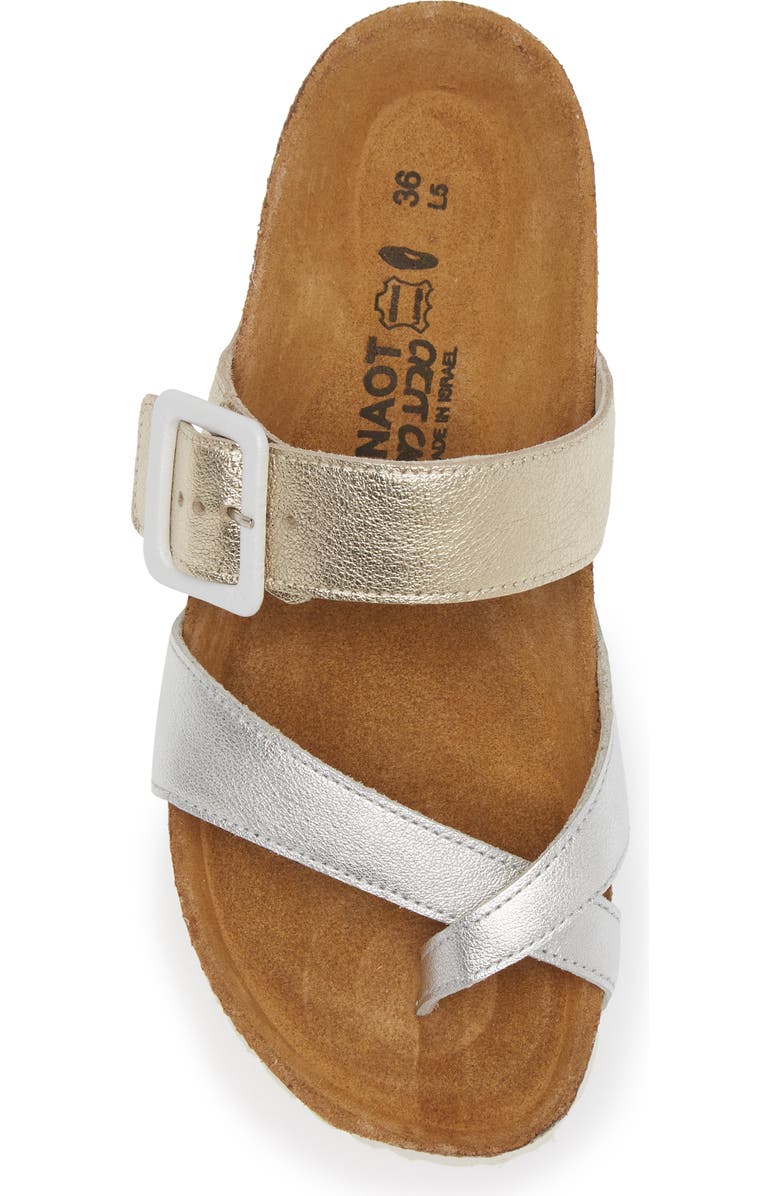 Naot Fresno Slide Sandal, Alternate, color, Silver/ Gold Leather