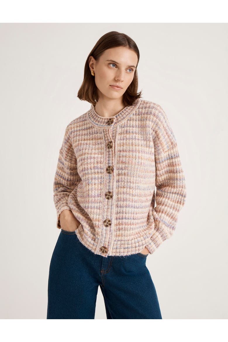 Whitney Round Neck Knitted Cardigan, Main, color, Pink Stripe