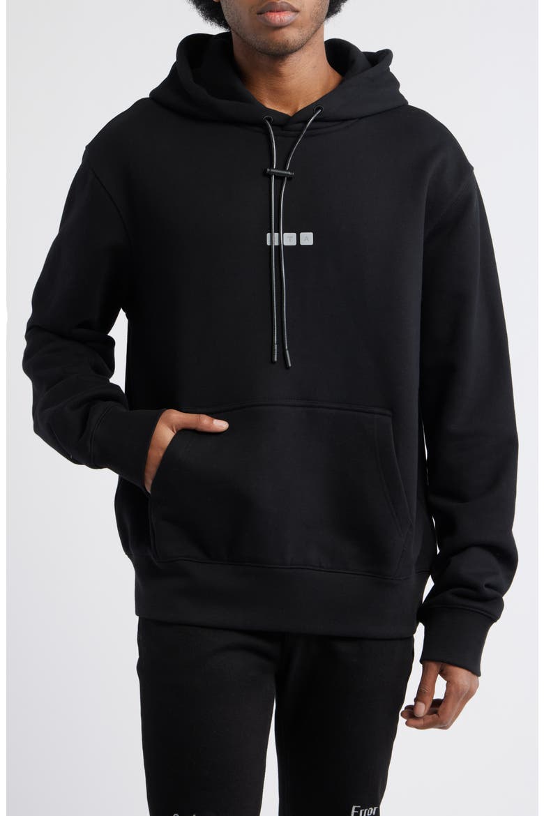 Dion Oversize Black Windows Error Cotton Hoodie, Main, color, BLACK WINDOWS ERROR