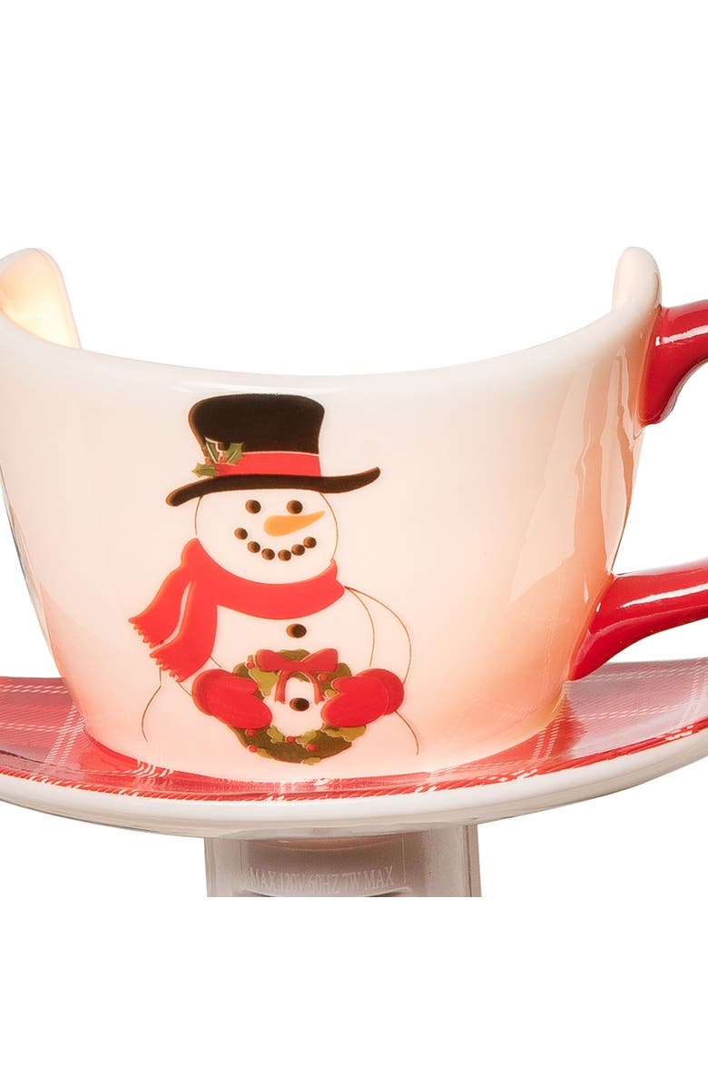 C&F Home Christmas Snowman Plug-In Teacup Night Light w/ Switch, Alternate, color, White