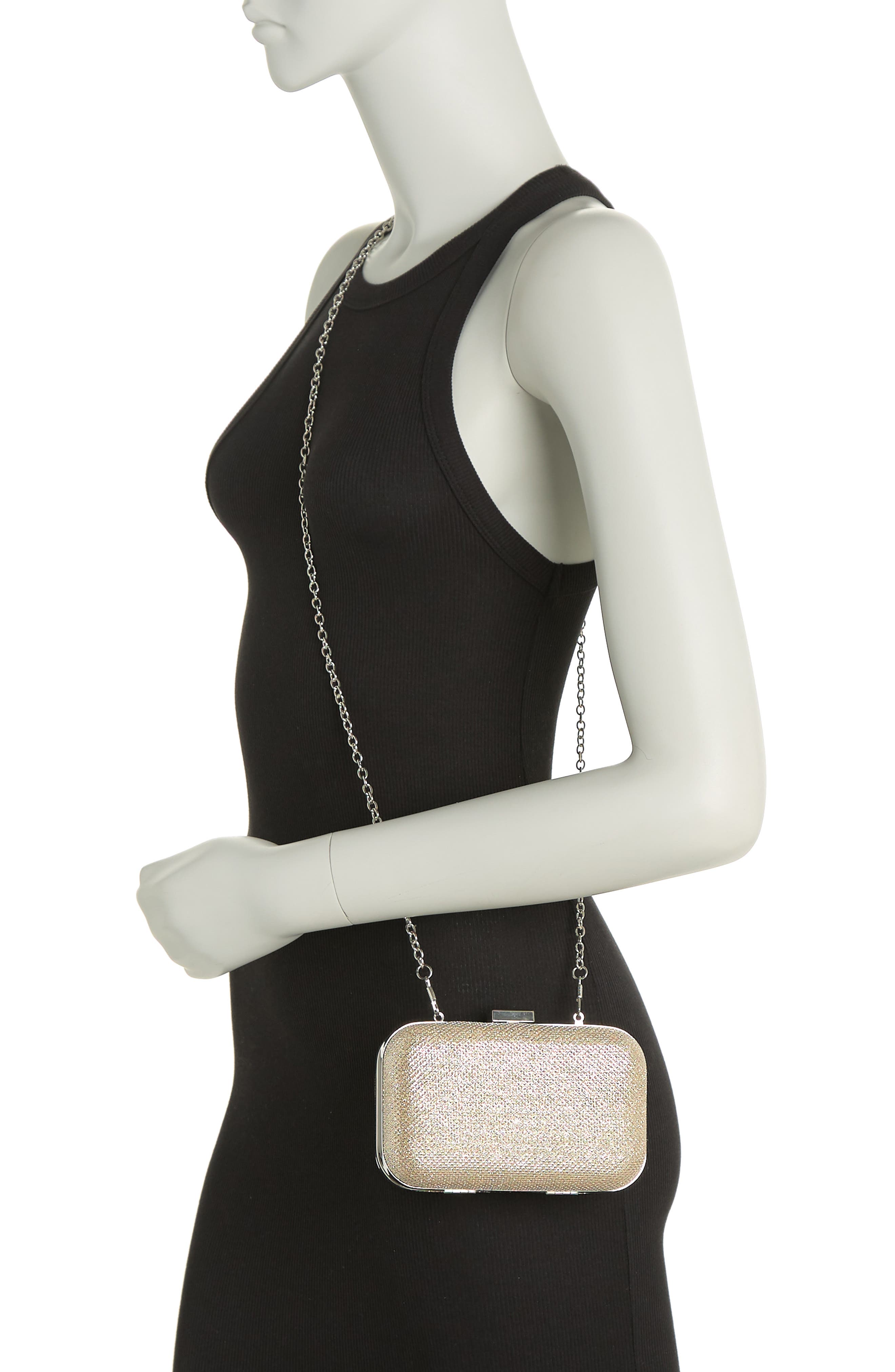 Metallic Lurex Hard Case Clutch, Alternate, color, 59-CHAMPAGNE