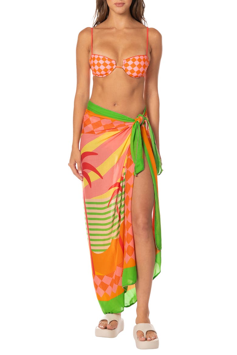 Jungle Sway Isla Print Cover-Up Pareo, Main, color, OPEN RED