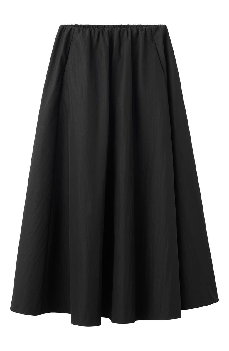 MANGO Selection Flared Cotton Blend Midi Skirt, Alternate, color, Black