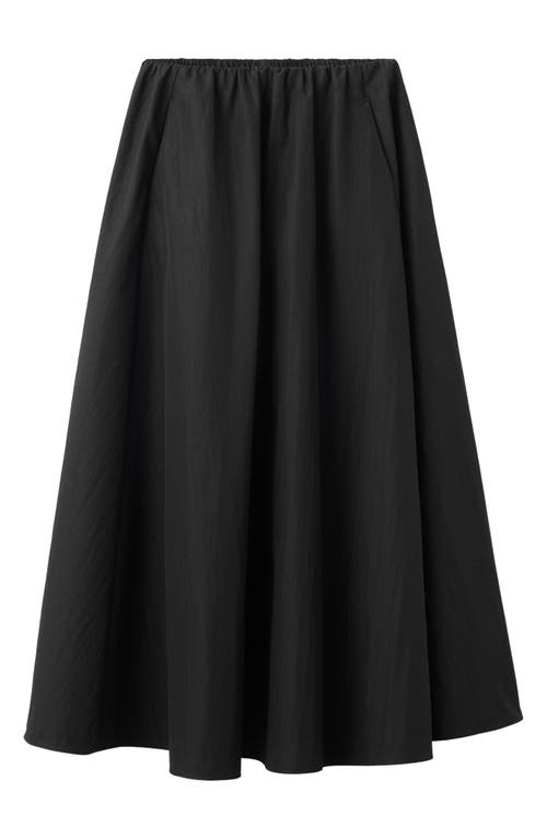 Mango Flared Cotton Blend Midi Skirt In Black