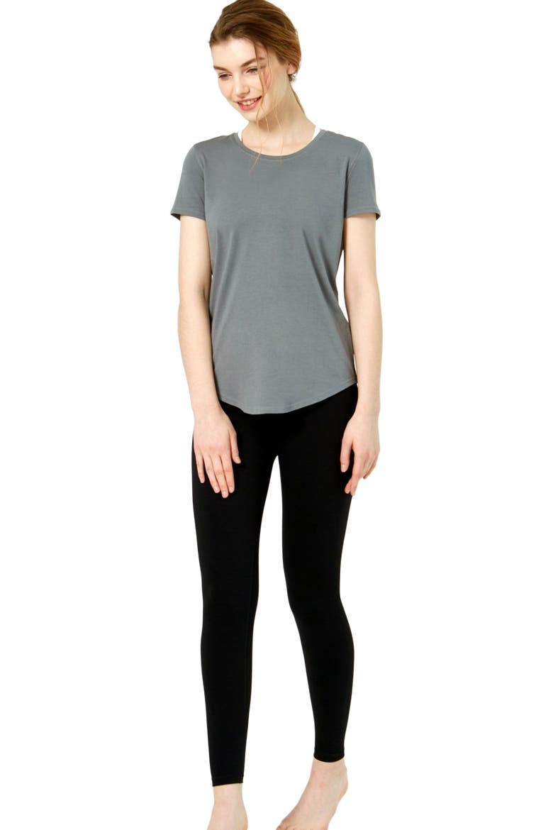Rebody Essentials Scooped Short Sleeve Top, Alternate, color, Stone Olive