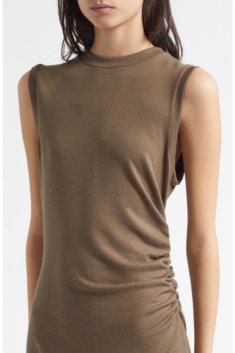 Side Ruched Sleeveless Knit Midi Dress, Alternate, color, MOSS SMOKE