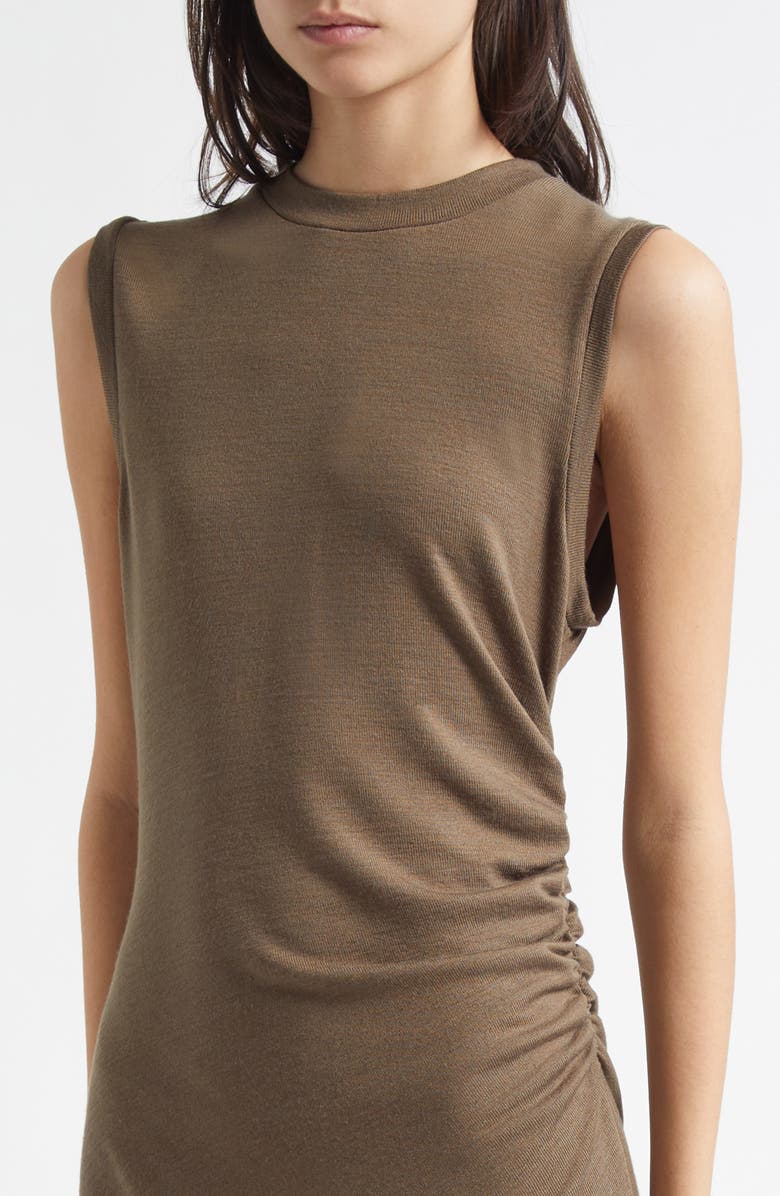 Side Ruched Sleeveless Knit Midi Dress