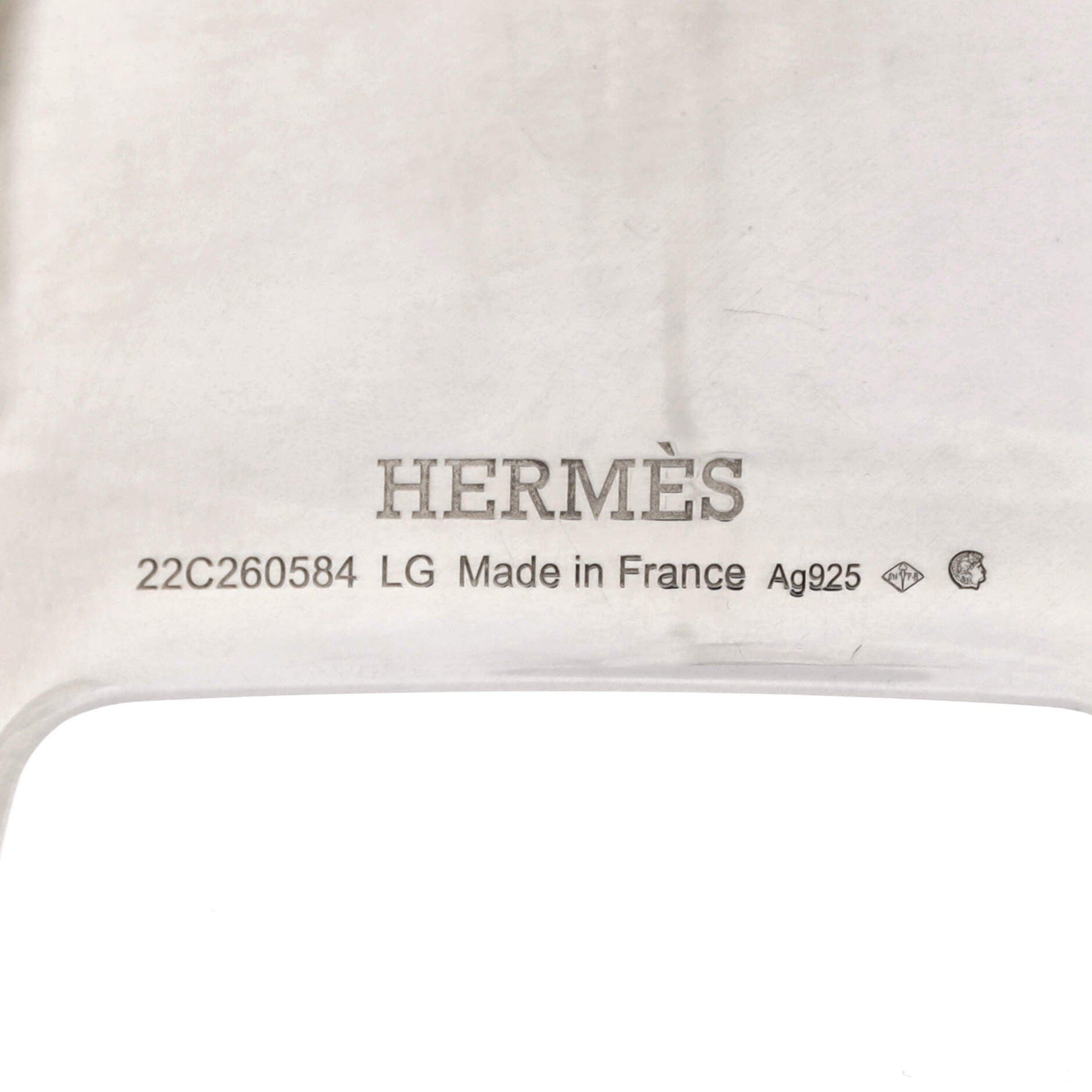 Pre-Owned Hermes Amazone Cuff Bracelet Sterling Silver Large, Alternate, color, Silver