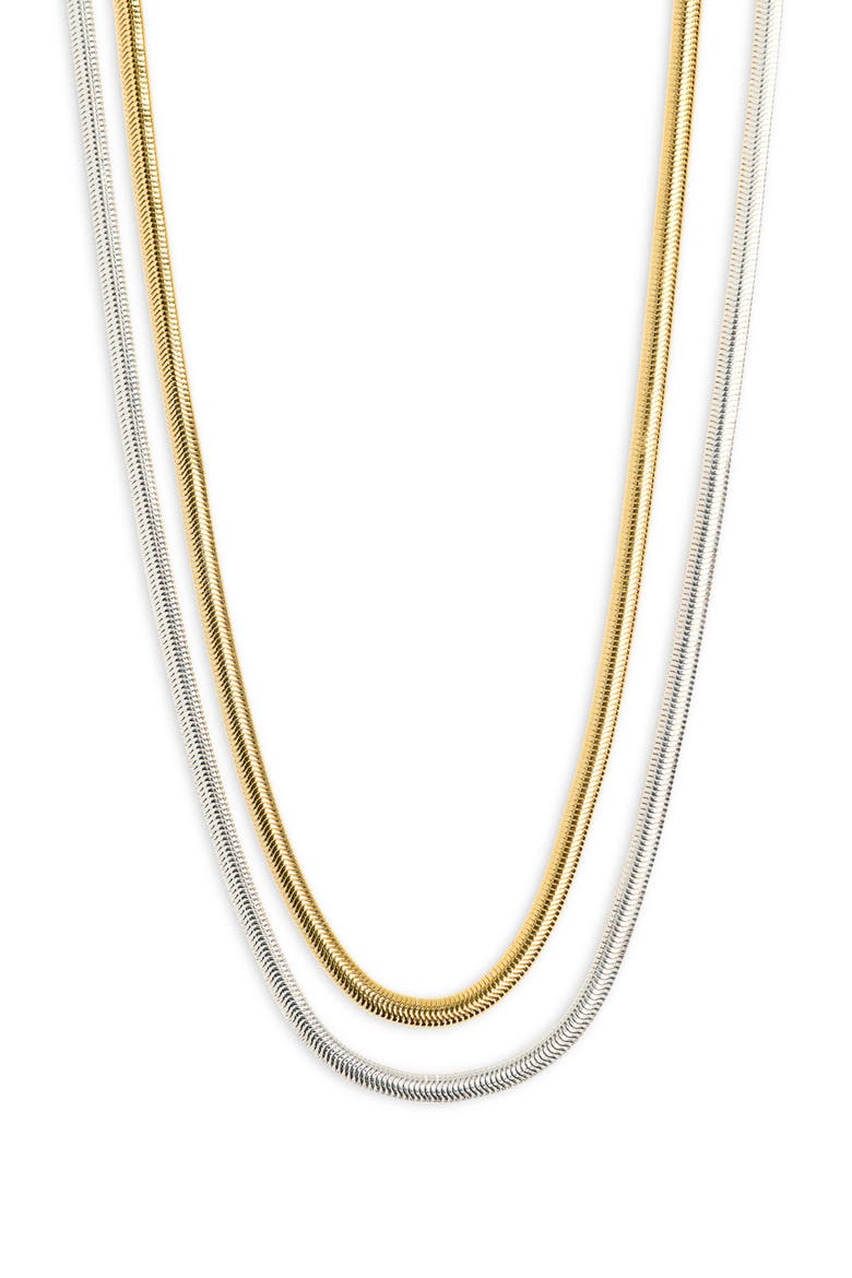 Two-Tone Slinky Pre-Layered Necklace, Alternate, color, GOLD/ SIL