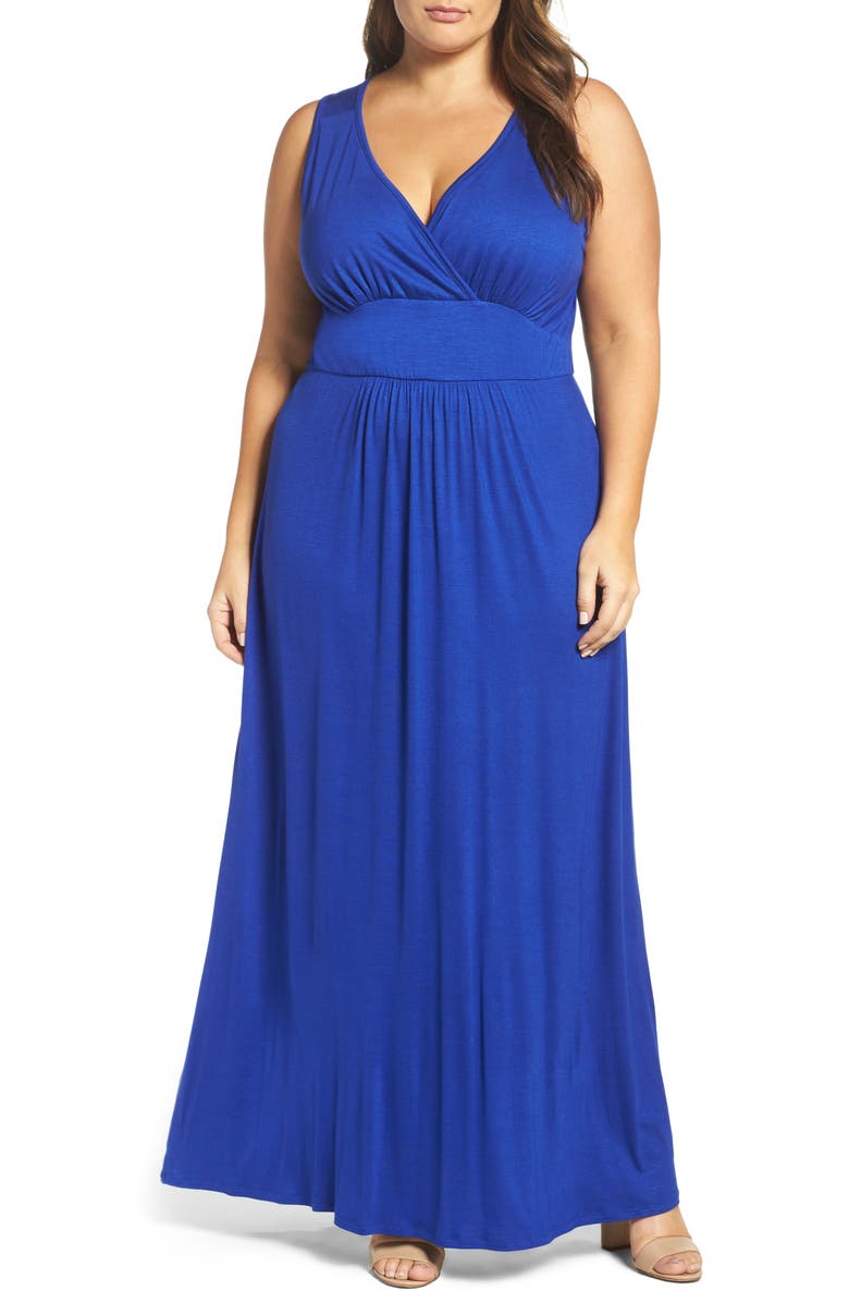 Loveappella Surplice Maxi Dress, Main, color, Royal