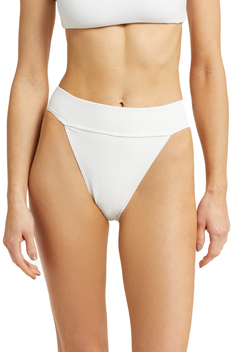 Tanlines Aruba High Waist Bikini Bottoms, Main, color, WHITE