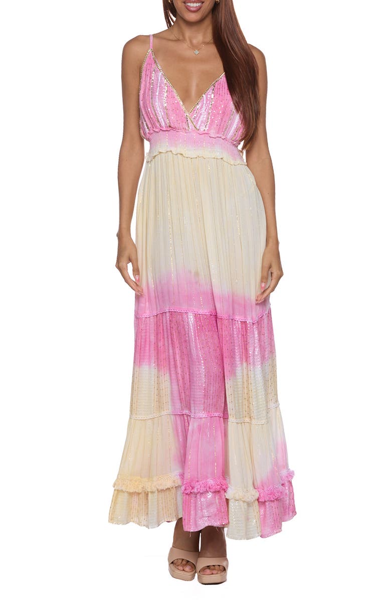 RANEES Tiered Maxi Dress, Main, color, Pink