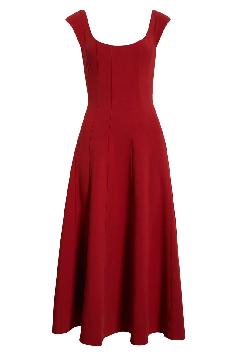 Cap Sleeve Midi Dress, Alternate, color, ROUGE