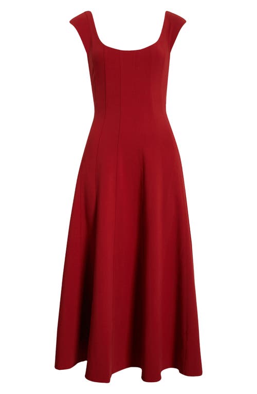 Staud Cap Sleeve Midi Dress In Red
