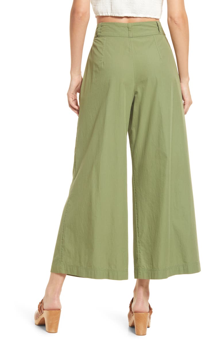 Free People Menorca Crop Wide Leg Cotton Pants, Alternate, color, Forest Glen