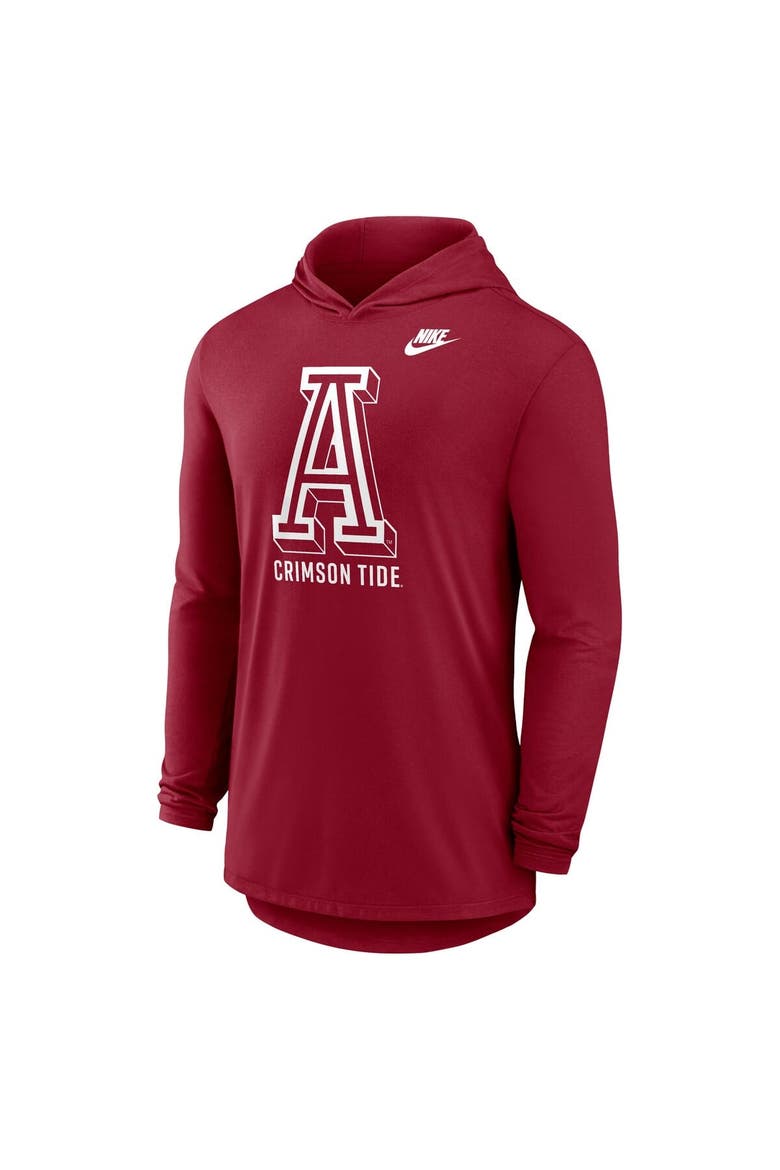 Men's Nike Crimson Alabama Crimson Tide Legacy Tri-Blend Dri-FIT Long Sleeve Hoodie T-Shirt, Alternate, color, Crimson