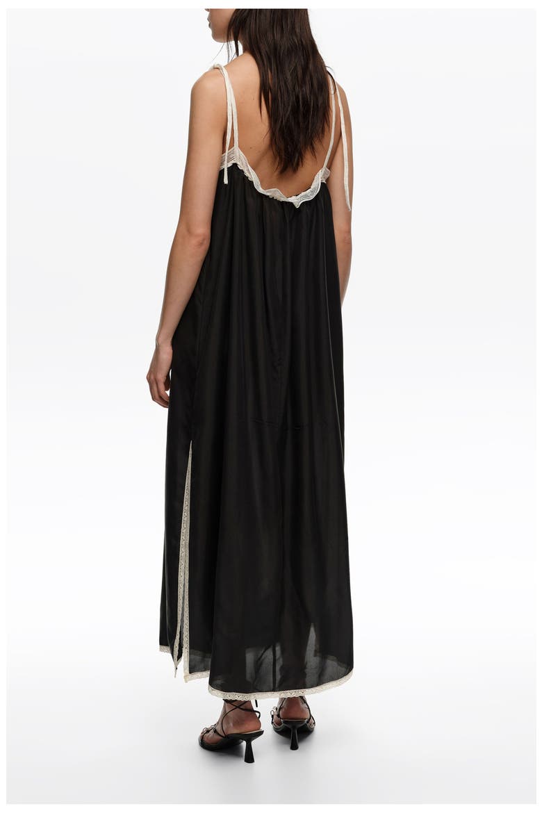 Silk Lace Strappy Dress, Alternate, color, BLACK
