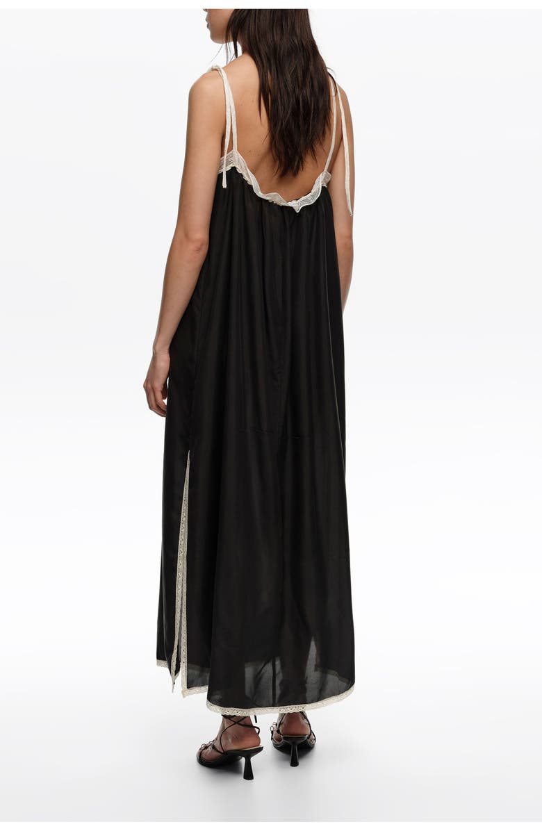 Bimba y Lola Silk Lace Strappy Dress, Alternate, color, Black