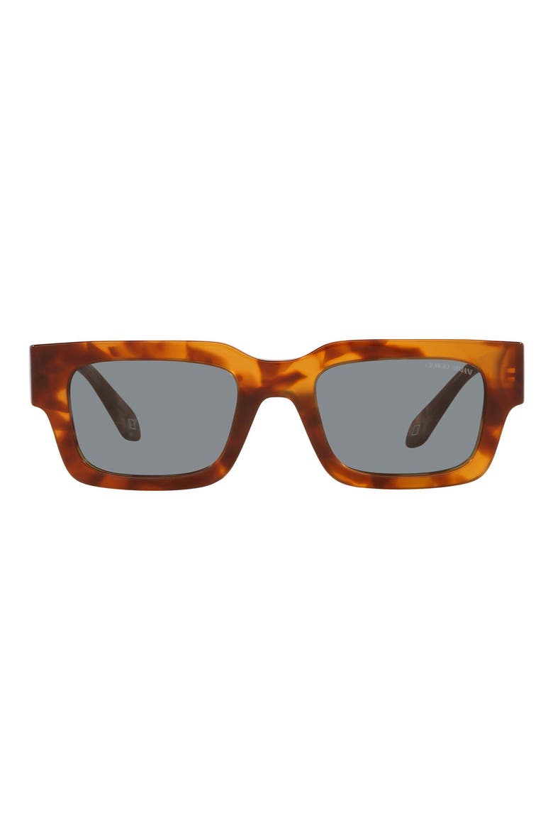 52mm Rectangular Sunglasses, Main, color, RED HAVANA