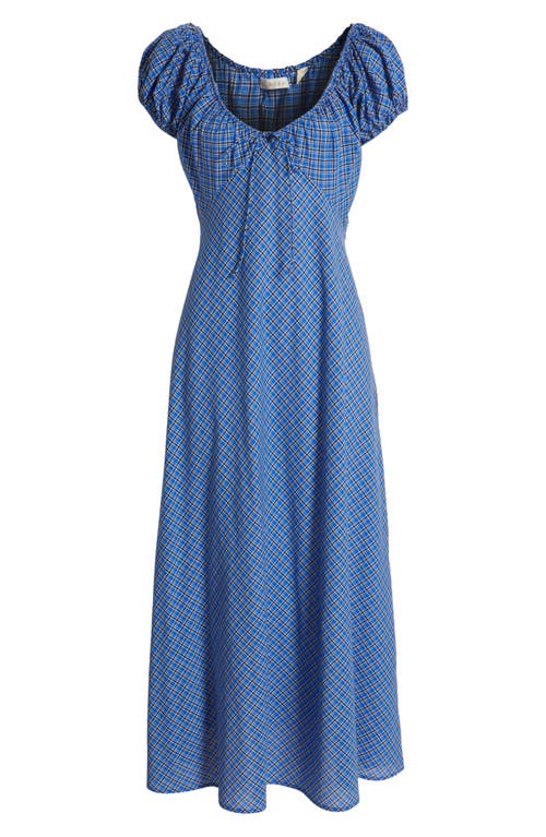 Shop Doen Dôen Sofia Check Organic Cotton Voile Midi Dress In Cassis Check