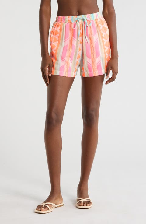 Cotton Blend Cover-Up Drawstring Shorts