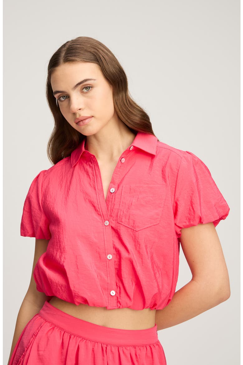 Allinae Button Up Crop Top, Alternate, color, AZALEA