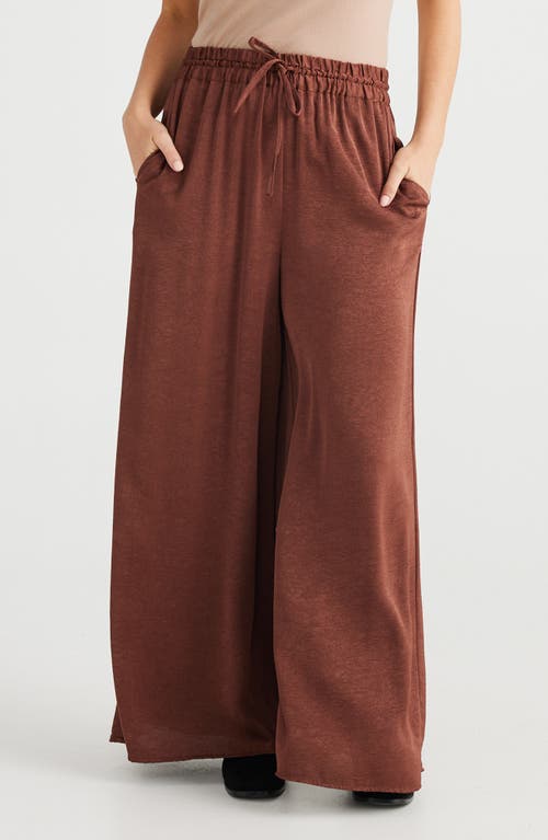 Brave+True Liza Wide Leg Damask Pants in Cocoa 