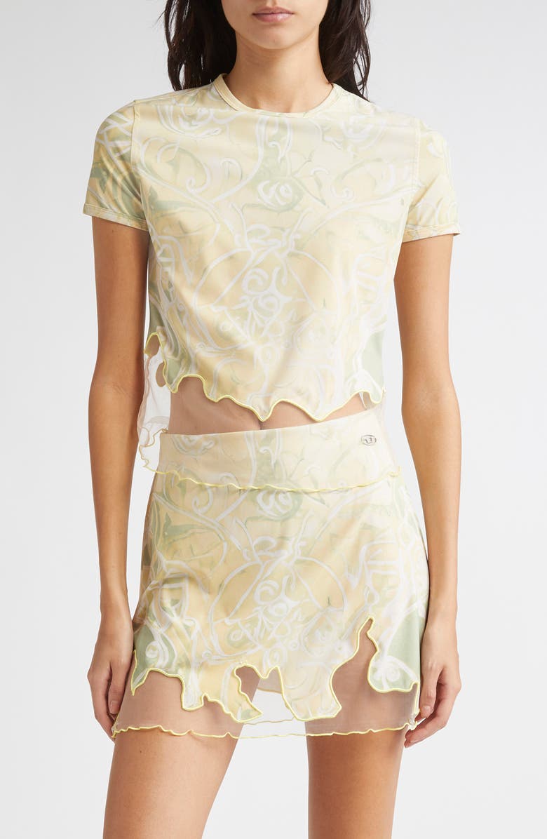 DIESEL<sup>®</sup> Heraldic Print Crop Top, Main, color, Lime Green