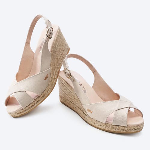 Viscata Llansa Canvas Espadrille Sandal Wedges In Beige