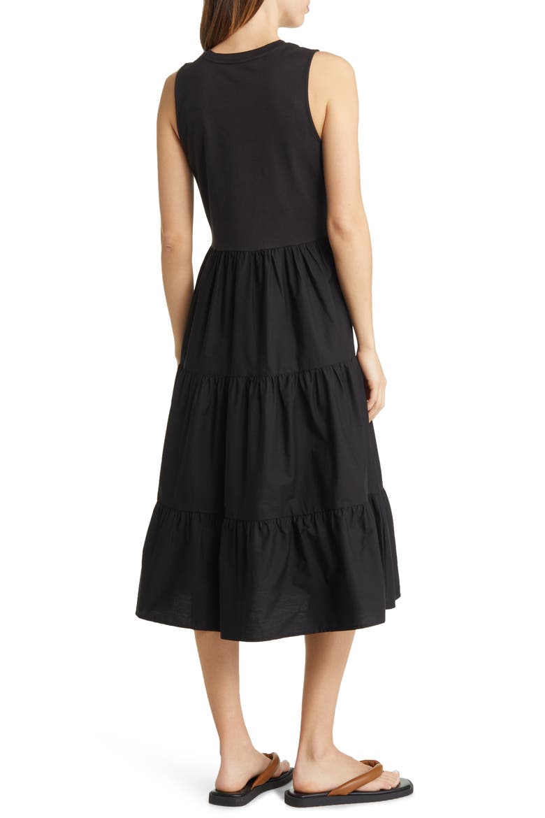 Sleeveless Mixed Media Dress, Alternate, color, BLACK