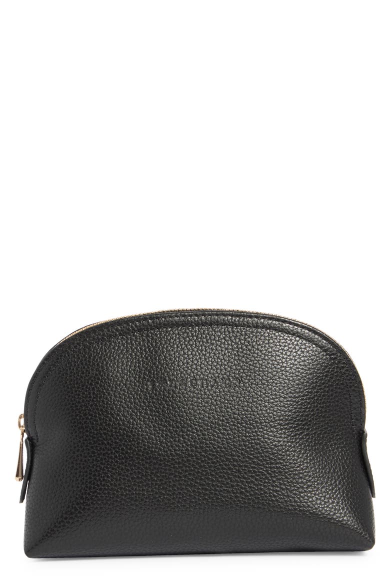 Le Foulonné Small Dome Cosmetics Case, Main, color, BLACK
