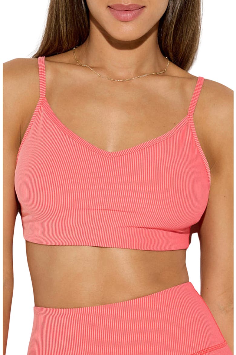 Etos Rib Crop Sports Bra, Main, color, SUNSET RED
