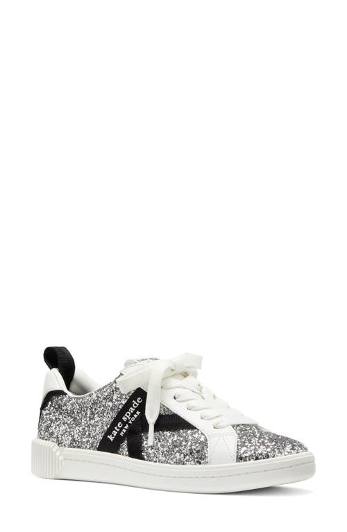 Kate Spade K As In Kate Glitter Court Sneakers In Silver Multi.