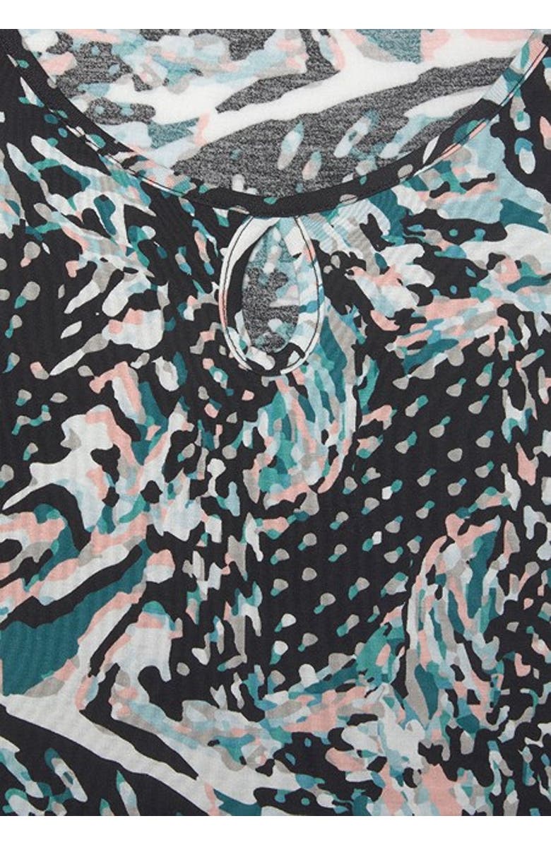 LASCANA Women's Printed Keyhole Dress, Alternate, color, Black Multi