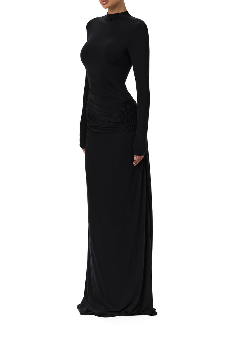 Funnel Neck Long Sleeve Dress, Alternate, color, BLACK