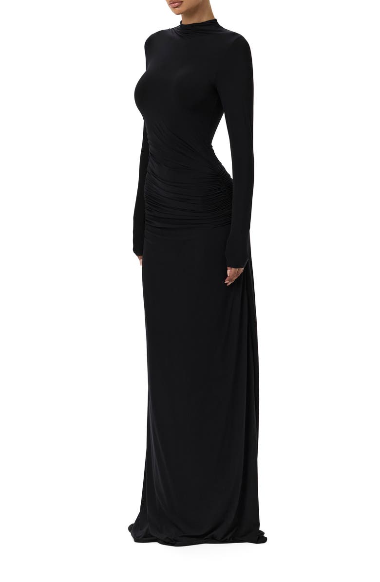 Naked Wardrobe Funnel Neck Long Sleeve Dress, Alternate, color, Black