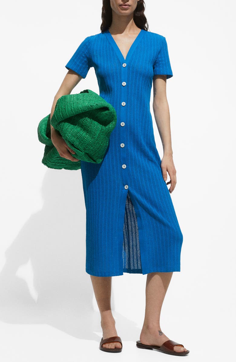MANGO Open Stitch Button Front Knit Dress, Alternate, color,