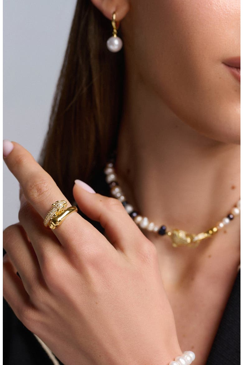 Twisted Panther Gold Ring, Alternate, color, Gold