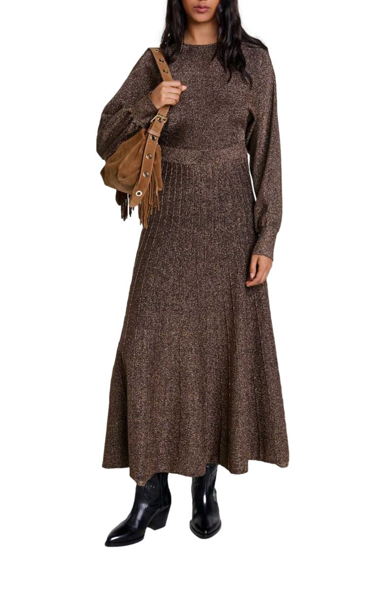 maje Shiny knit maxi dress, Main, color,
