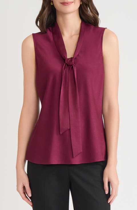 Bow Detail Sleeveless Satin Top