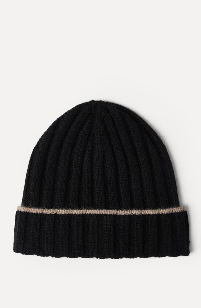 Brunello Cucinelli Cashmere rib knit beanie, Alternate, color, Black