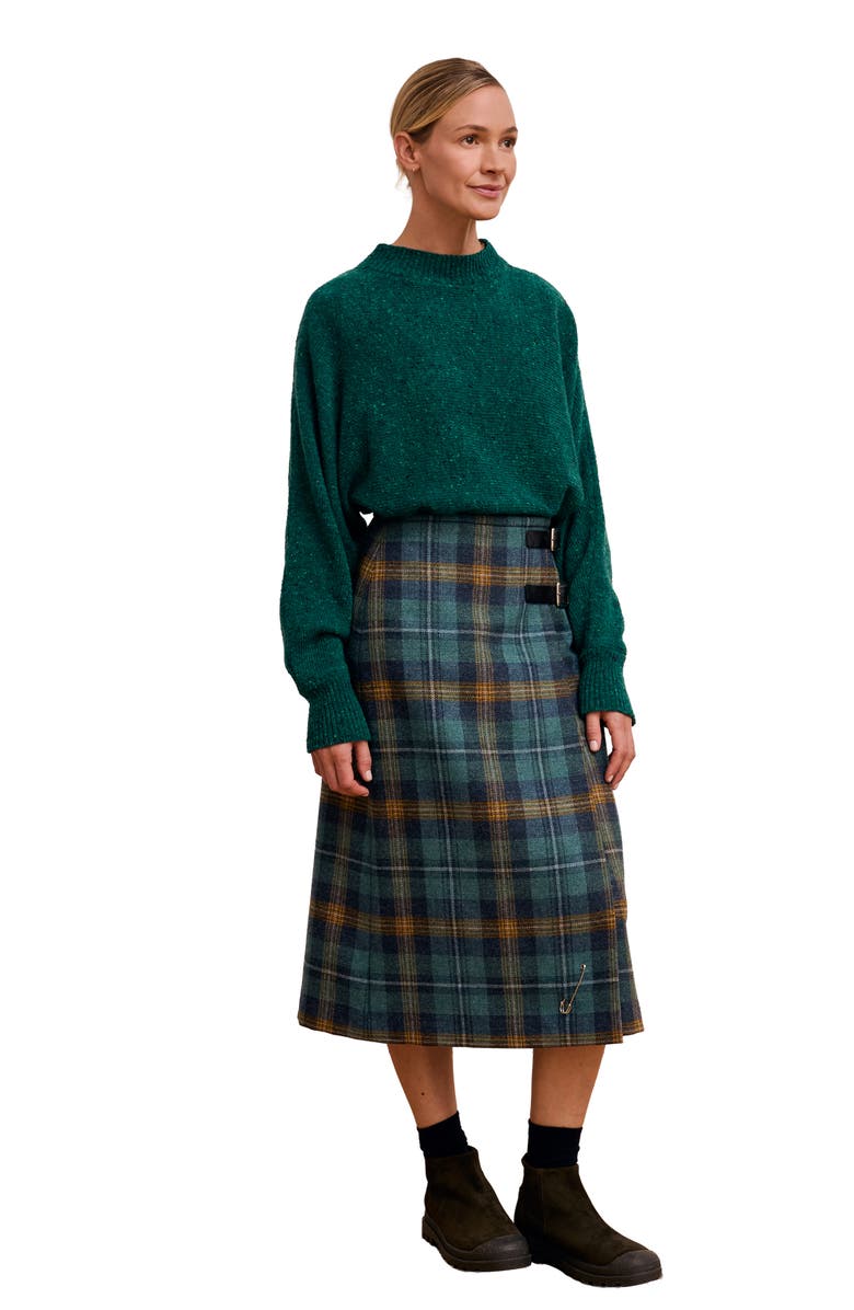 Celtic & Co. British Midi Celt Kilt, Alternate, color, Teal / Ochre Tartan