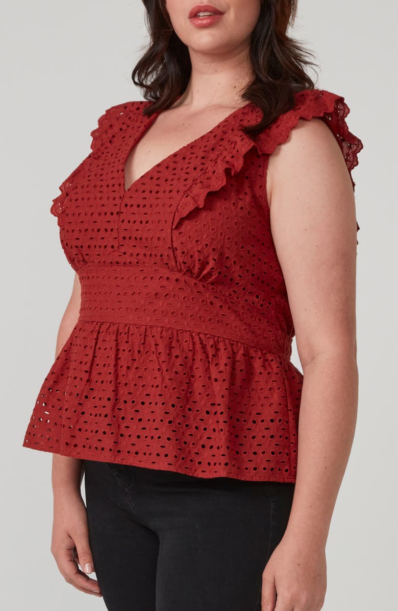 Estelle Cordelia Eyelet Peplum Top, Alternate, color, 